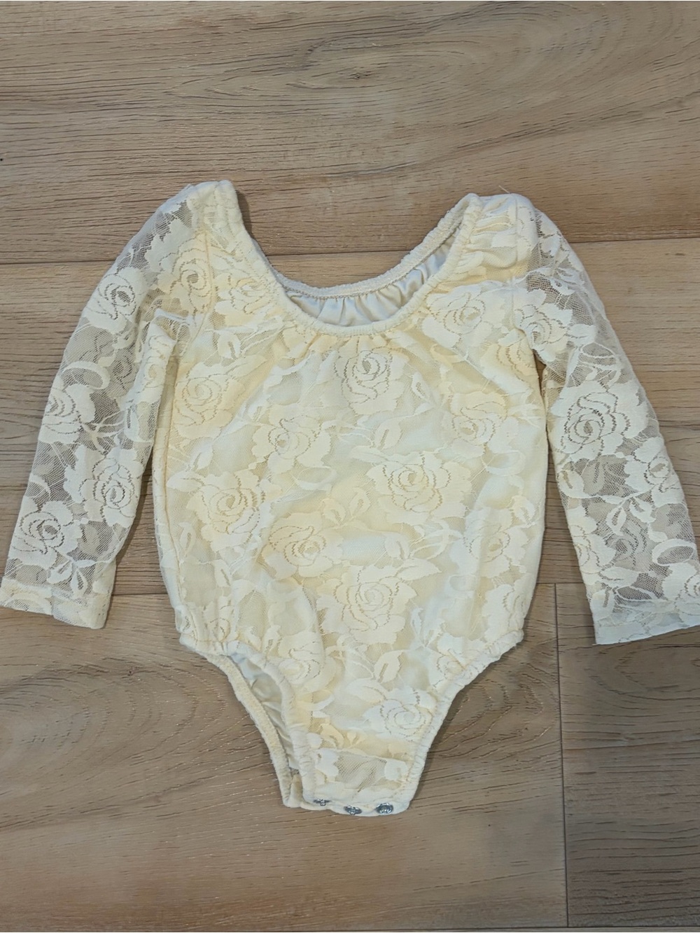 Baileys Blossom Cream Lace Long-Sleeve Baby Bodysuit with Floral Overlay